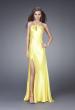 Picture of: Sleek Satin Prom Dress with Beaded Straps and Slit in Yellow, Style: 15061, Main Picture