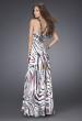 Picture of: Animal Print Prom Dress with Key Hole Cut Out and Beading in Multi, Style: 15082, Back Picture