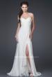 Picture of: Silk Gown with Ruched Bodice and Optional Slit in White, Style: 15100, Main Picture