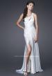 Picture of: One Shoulder Satin Gown with Broach and Train in White, Style: 15102, Main Picture