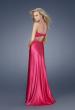 Picture of: Satin Dress with Intricate Beaded Neckline and Back in Hot Pink, Style: 15121, Back Picture