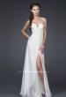 Picture of: Ruched Bodice A-line Gown with Belt and Broach in White, Style: 15128, Main Picture