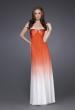 Picture of: Long Ombre A-line Strapless Dress with Cluster Beading in Orange, Style: 15144, Main Picture