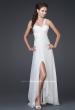Picture of: Chiffon Gown with Floral Beaded One Shoulder Strap in White, Style: 15161, Main Picture