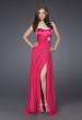 Picture of: Silk Prom Dress with Corset Bodice and Crystal Broach in Hot Pink, Style: 15171, Main Picture
