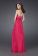 Picture of: Silk Prom Dress with Corset Bodice and Crystal Broach in Hot Pink, Style: 15171, Back Picture