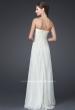 Picture of: Silk Gown with Beaded Empire Waist and Optional Slit in White, Style: 15174, Back Picture