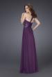 Picture of: One Shoulder Gown with Ruched Bodice and Beading in Purple, Style: 15247, Back Picture