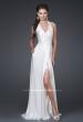Picture of: Silk Halter Gown with Deep V Neck and Low Back in White, Style: 15271, Main Picture