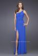 Picture of: One Shoulder Gown with Ruched Bodice and Slit in Blue, Style: 15417, Main Picture