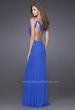 Picture of: One Shoulder Gown with Ruched Bodice and Slit in Blue, Style: 15417, Back Picture