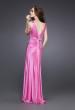 Picture of: Long Silk Gown with V Neck and Beaded Detail in Pink, Style: 15599, Back Picture