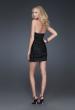 Picture of: Strapless Satin Pleated Gown with Cluster Beading in Black, Style: 15835, Back Picture