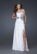 Picture of: Long Chiffon Prom Dress with Empire Waist and Slit in White, Style: 16026, Main Picture