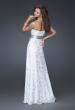 Picture of: Long Chiffon Prom Dress with Empire Waist and Slit in White, Style: 16026, Back Picture