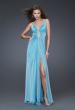 Picture of: Beaded Strap Chiffon Prom Gown with Cut Out Back in Aqua, Style: 16059, Main Picture
