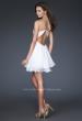 Picture of: Short Chiffon Cocktail Dress with Floral Strap Detail in White, Style: 16060, Back Picture