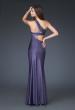 Picture of: One Shoulder Side Cut Out Prom Dress with Beading in Purple, Style: 16072, Back Picture