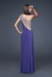 Picture of: One Shoulder Jersey Prom Gown with Beaded Straps in Purple, Style: 16101, Main Picture