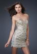 Picture of: Sultry Short Hand Painted Cocktail Dress in Gold, Style: 16137, Main Picture