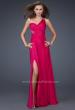 Picture of: One Shoulder Chiffon Gown with Beading and Gatherings in Fuchsia, Style: 16206, Main Picture