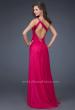 Picture of: One Shoulder Chiffon Gown with Beading and Gatherings in Fuchsia, Style: 16206, Back Picture