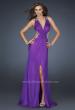 Picture of: V Neck Chiffon Gown with Hand Painted Leaf Pattern in Purple, Style: 16288, Main Picture