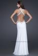 Picture of: V Neck Chiffon Gown with Hand Painted Leaf Pattern in White, Style: 16288, Back Picture