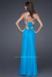 Picture of: Strapless Chiffon Gown with Beaded Bodice in Blue, Style: 16291, Back Picture
