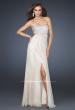 Picture of: Strapless Chiffon Gown with Beaded Bodice in Nude, Style: 16291, Detail Picture 4