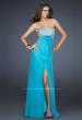Picture of: Strapless Chiffon Gown with Beaded Bodice in Aqua, Style: 16291, Detail Picture 5