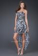 Picture of: High Low Animal Print Chiffon Prom Dress with Ruffles in Silver, Style: 16293, Main Picture
