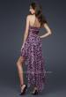 Picture of: High Low Animal Print Chiffon Prom Dress with Ruffles in Pink, Style: 16293, Back Picture