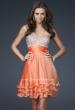 Picture of: Short Chiffon Prom Dress with Jewel Embellished Top in Orange, Style: 16541, Main Picture