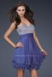 Picture of: Short Chiffon Prom Dress with Jewel Embellished Top in Navy, Style: 16541, Detail Picture 1