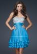 Picture of: Short Chiffon Prom Dress with Jewel Embellished Top in Blue, Style: 16541, Detail Picture 3