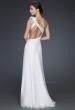 Picture of: One Shoulder Silk Chiffon Gown with Beading and Flowers in White, Style: 16747, Back Picture