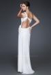 Picture of: One Shoulder Pleated Net Gown with Floral Detail and Slit in White, Style: 16759, Back Picture