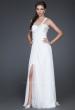 Picture of: Ruched Bust Prom Dress with Beaded Floral Strap in White, Style: 16760, Main Picture