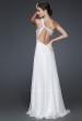 Picture of: Ruched Bust Prom Dress with Beaded Floral Strap in White, Style: 16760, Back Picture
