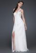 Picture of: Ruched Bust Prom Dress with Beaded Floral Strap in White, Style: 16760, Detail Picture 1