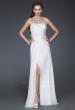 Picture of: Long Strapless Silk Chiffon Dress with Flower Embellishments in White, Style: 16763, Main Picture