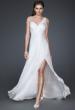 Picture of: One Shoulder Silk Chiffon Gown with Flower Accents in White, Style: 16770, Main Picture
