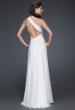 Picture of: One Shoulder Silk Chiffon Gown with Flower Accents in White, Style: 16770, Back Picture