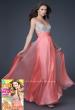 Picture of: Jewel Encrusted Prom Gown with A-line Skirt in Peach, Style: 16802, Main Picture