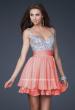 Picture of: Short Dress with Fully Embellished Top and Tulle in Orange, Style: 16813, Detail Picture 2