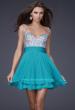 Picture of: Short Dress with Fully Embellished Top and Tulle in Aqua, Style: 16813, Detail Picture 4