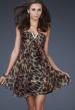 Picture of: Chiffon Cheetah Print Cocktail Dress with Strapless Top in Gold, Style: 16865, Main Picture