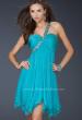 Picture of: One Shoulder Short Dress with Pleated Top and Open Back in Aqua, Style: 16903, Main Picture