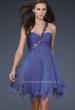 Picture of: One Shoulder Short Dress with Pleated Top and Open Back in Blue, Style: 16903, Detail Picture 1